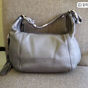 Gucci Metallic Gray Leather Hobo Bag